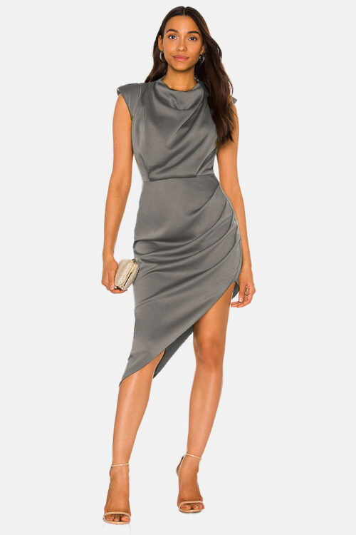 Sleeveless Irregular Diagonal Midi Dress